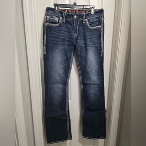 New Rock Revival Dark Blue Denim with White Stitching